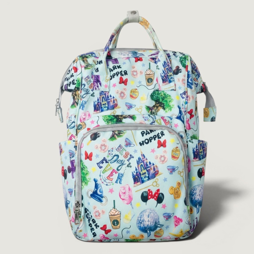 Park Hopper Theme Park Icons Backpack Light Blue Best Day Ever Travel Bag